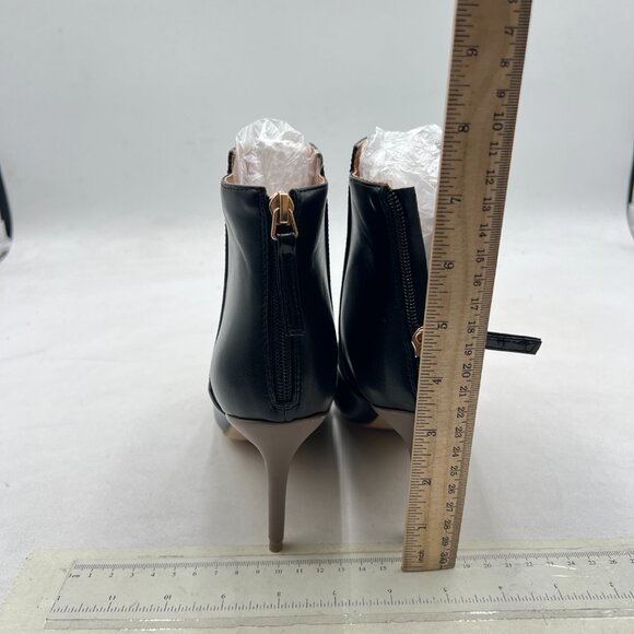 FSJ Black Glossy High Heel Ankle Boots Pointed Toe Bootie Chelsea Zipper Shoe - Picture 5 of 8